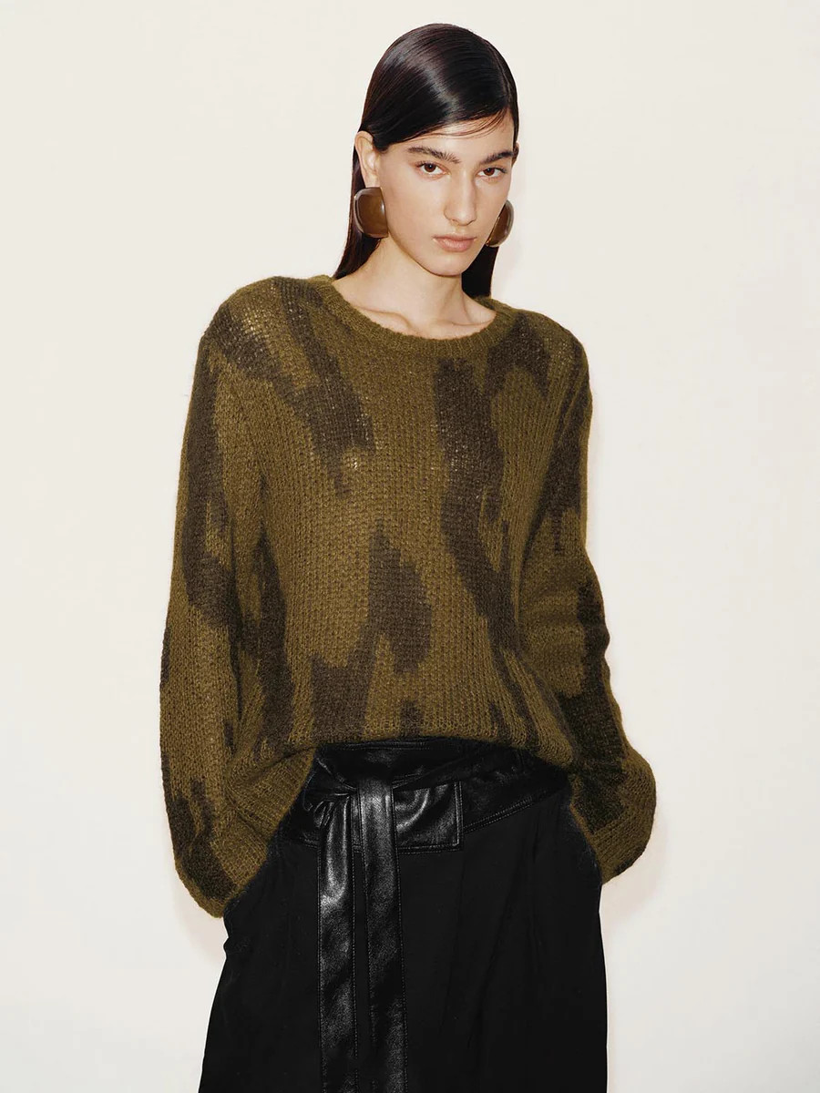 Intarsia Long Sleeve Knitted T-Shirts | Urban Revivo