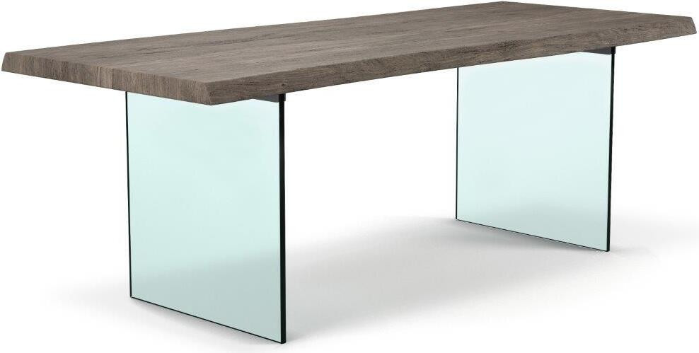 Brooks 40 x 79 Inch Dining Table In Sandblasted Grey Top And Clear Glass Base | 1stopbedrooms