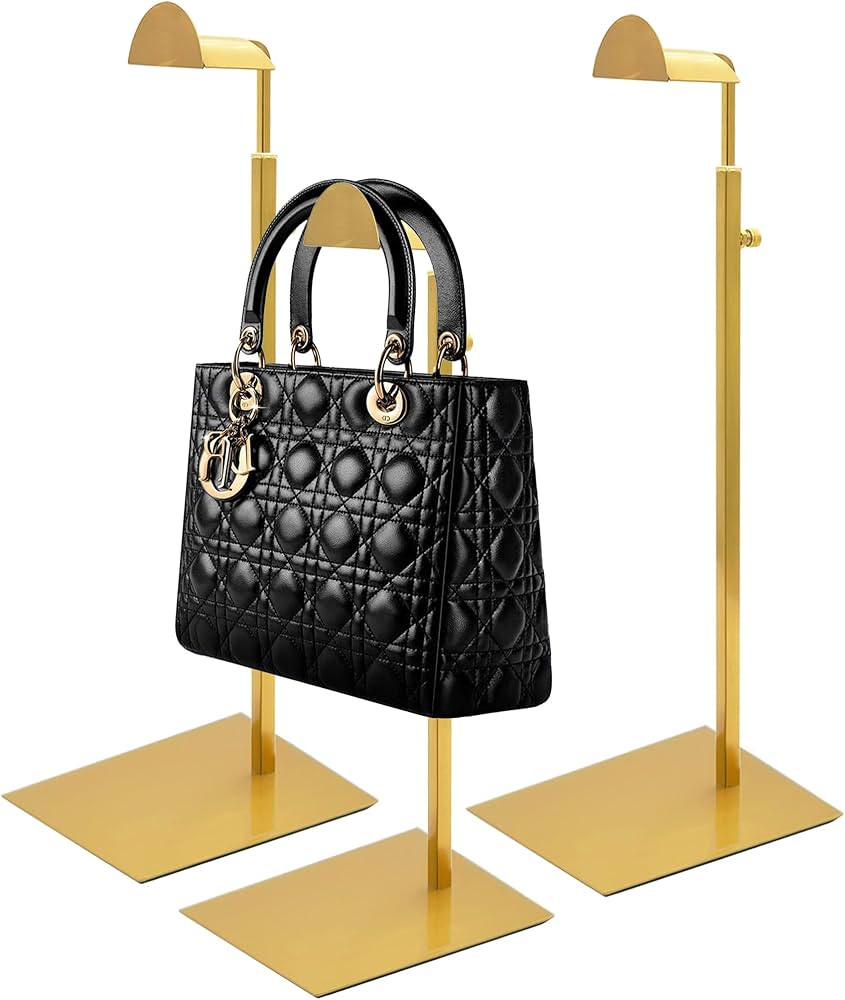 Royxen 3 Pack Handbag Rack Stainless Steel with Adjustable Height, Purse Display Stand Gold | Amazon (US)