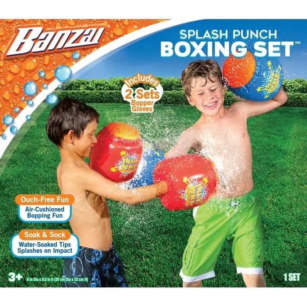 Banzai Splash Punch Boxing Set - 2-pack Inflatable Smash Hands Fists - Superhero Kids Summer Toy ... | Walmart (US)