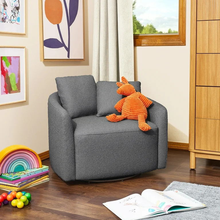 Beautiful Drew Kids Accent Chair by Drew Barrymore, Charcoal Bouclé Fabric | Walmart (US)