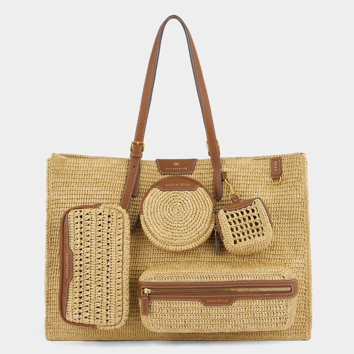 Anya Hindmarch E/W Raffia Holiday Tote, Natural | Fortnum & Mason