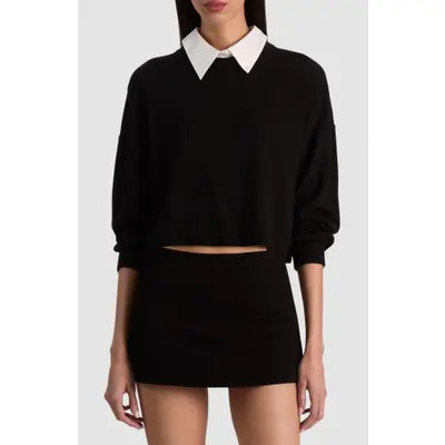 ALICE + OLIVIA Rhett Wool Sweater with Detachable Collar in Black at Nordstrom, Size Medium | Nordstrom
