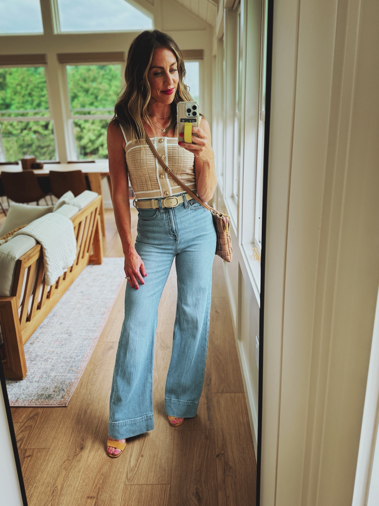 Tank: small 
Jeans: 24 regular (size down one) 

#LTKOver40 #LTKSaleAlert #LTKStyleTip