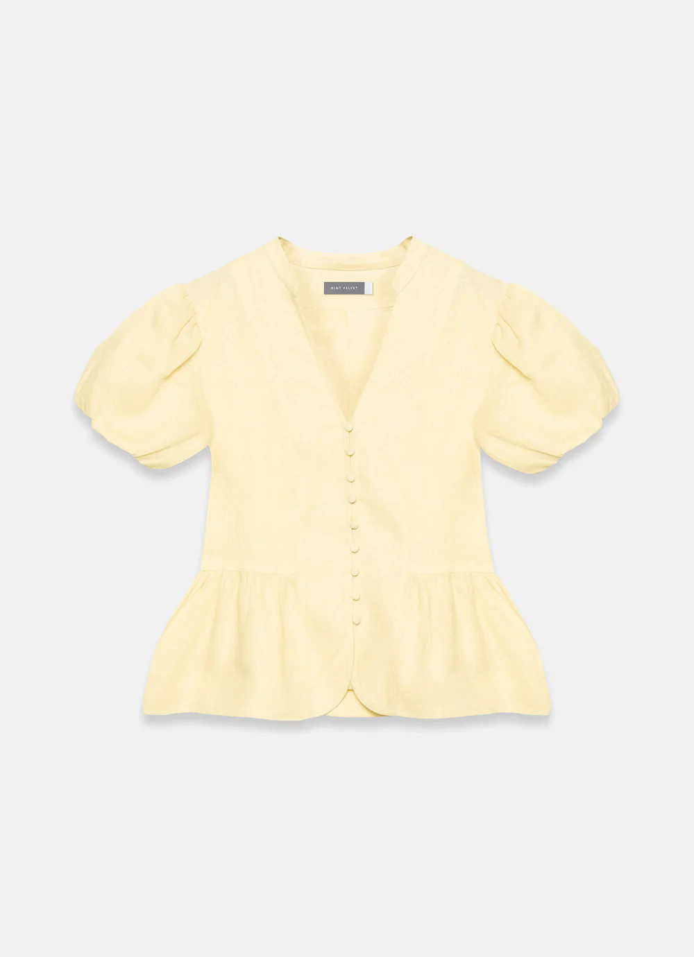 Yellow Linen Peplum Top | Mint Velvet