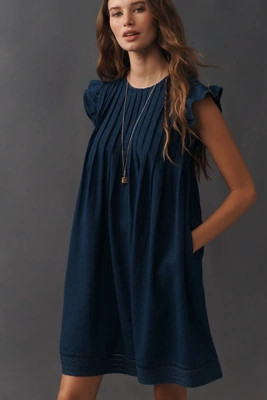 Pilcro Sleeveless Cotton Pintuck Dress | Anthropologie (US)