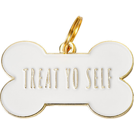 Treat Yo Self Pet ID Tag, White | Maisonette