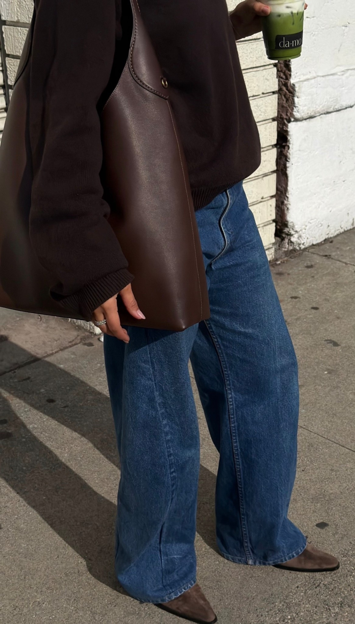winter in Los Angeles ootd | Coach bag, brown knit sweater, Ali grace barrel jeans & revolve brown suede boots #boots #winterstyle

#LTKHoliday #LTKmorningroutine #LTKootd