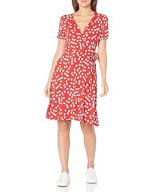 Amazon Essentials Women's Short Sleeve Faux-Wrap Dress | Amazon (US)