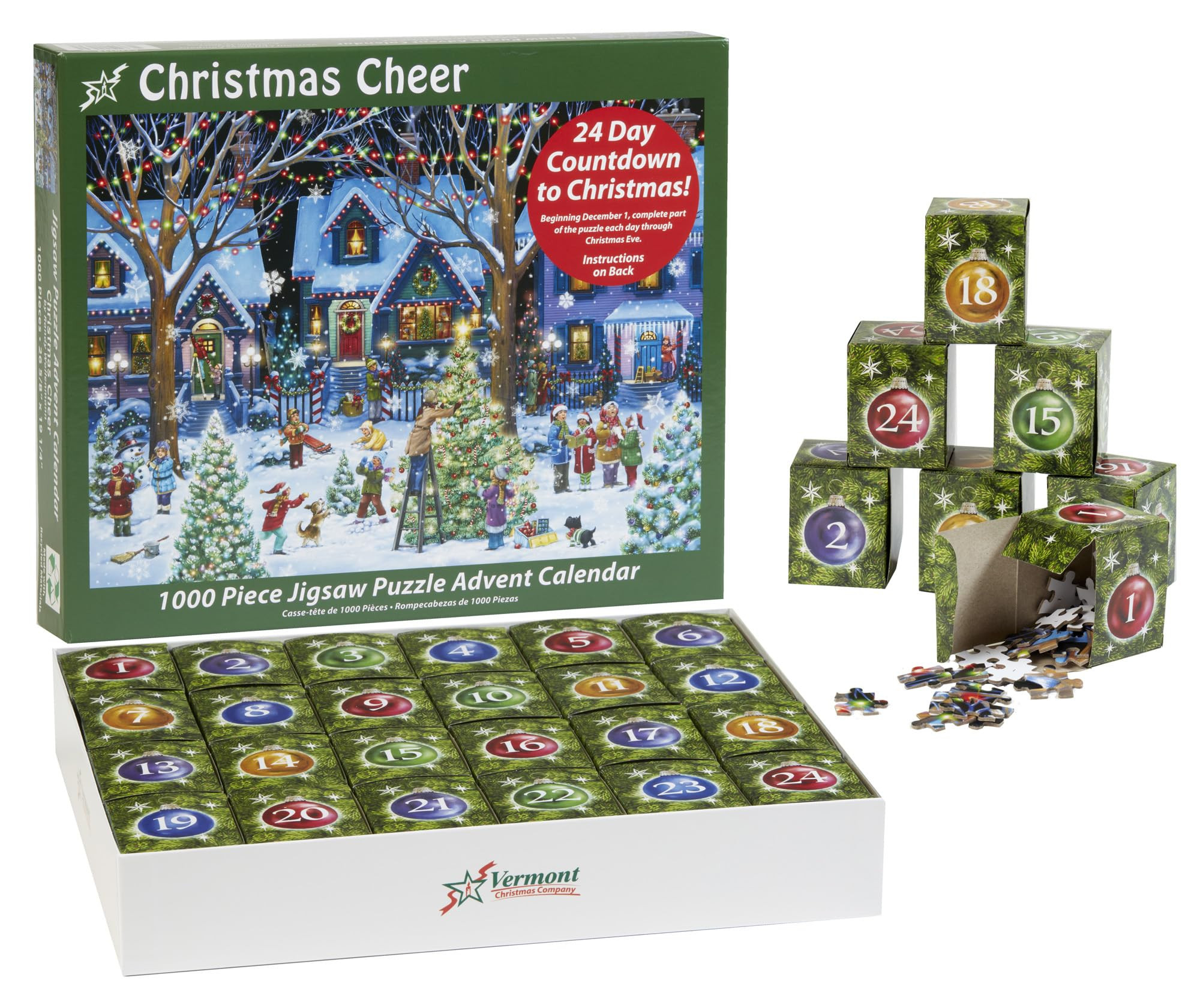 Advent Calendar Jigsaw Puzzle 1000 Pieces - Christmas Cheer by Vermont Christmas Company - Count ... | Amazon (US)