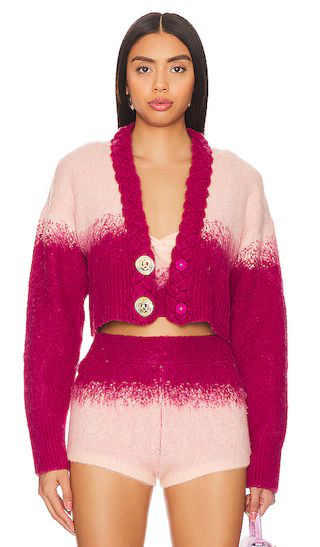 Daphne Diamond Cardigan in Pink | Revolve Clothing (Global)