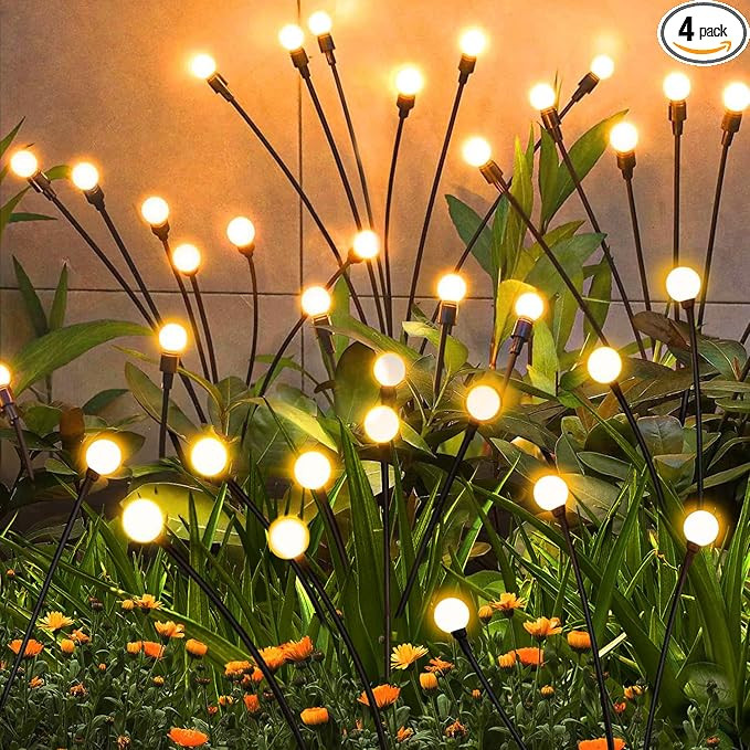 Solar Garden Lights Outdoor, 4 Pack Firefly Swaying Lights, Waterproof Garden Decor for Yard Pati... | Amazon (US)