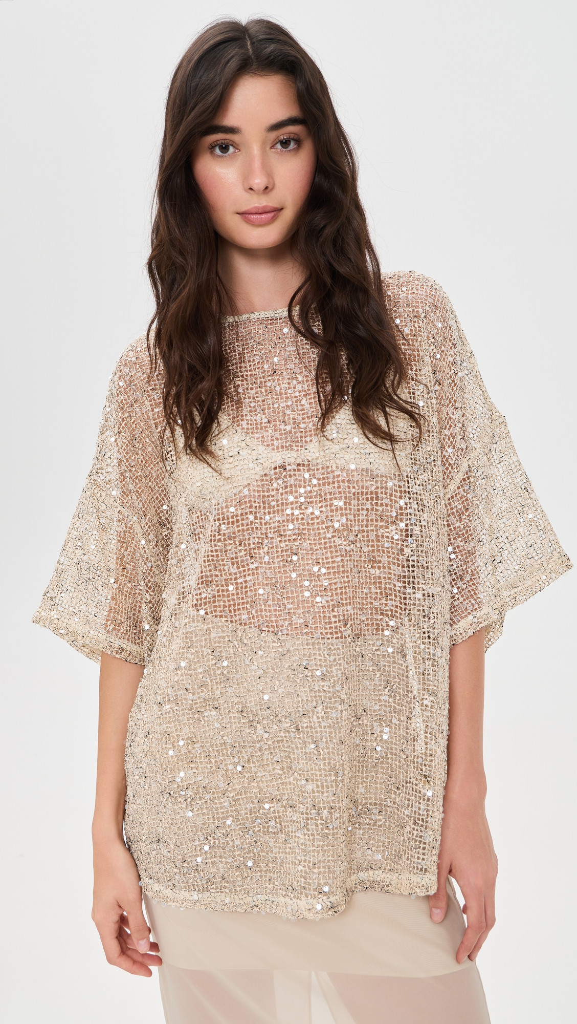 VRG GRL Arden Sequin Top Cream M | Shopbop