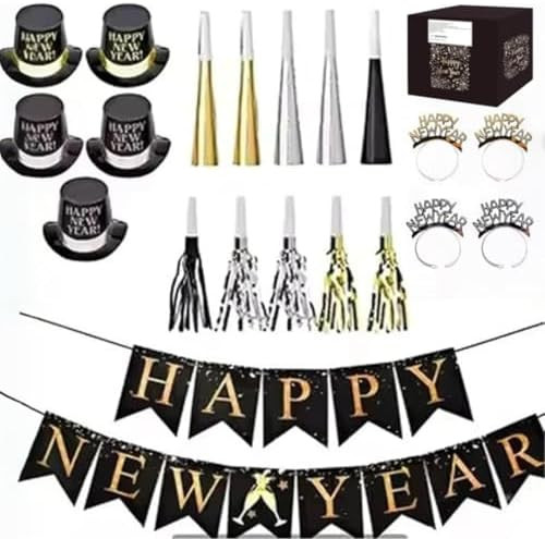 New Years Eve Party Supplies for 10, New Year Eve Celebration, Includes - 21 Pieces, 5 Top Hats, ... | Amazon (US)