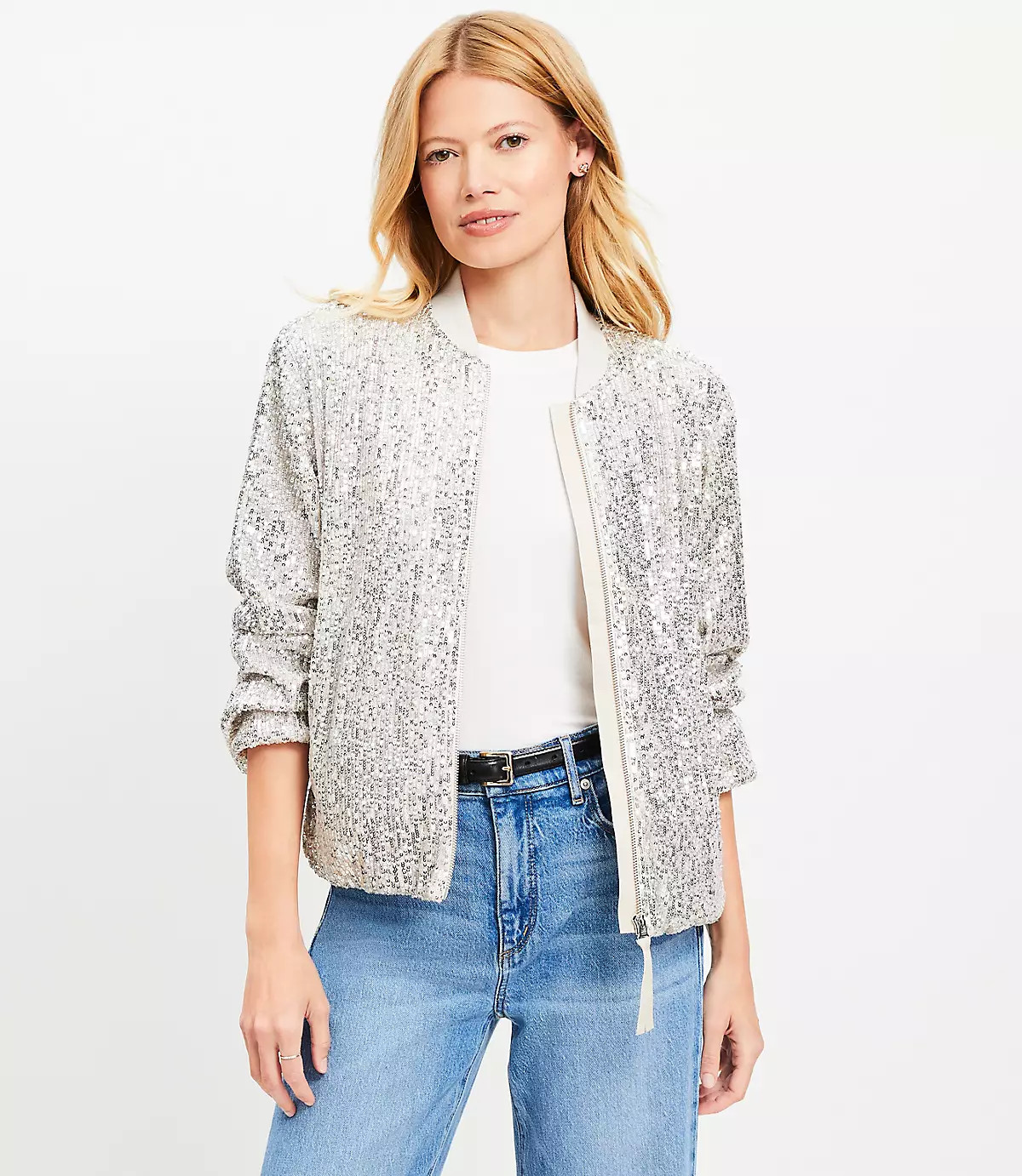 Sequin Bomber Jacket | LOFT