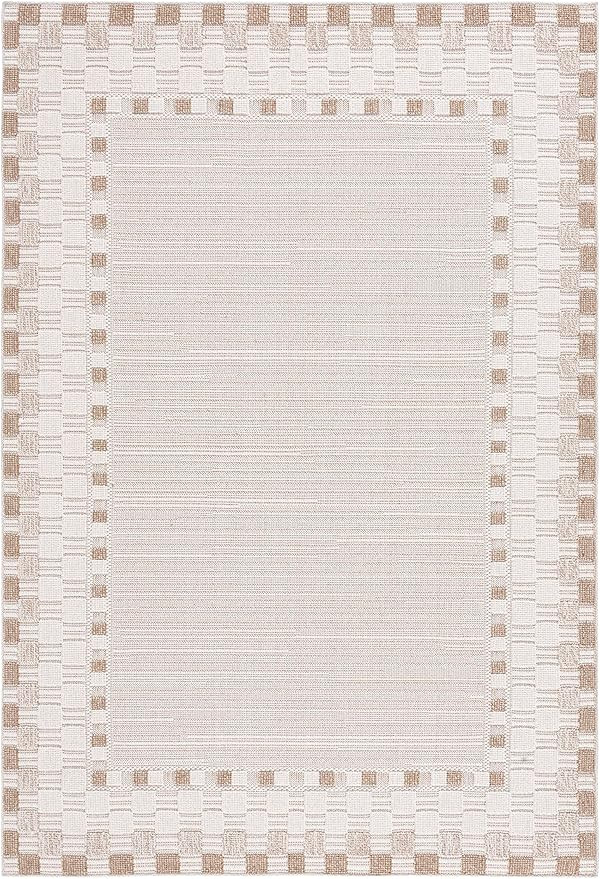 SAFAVIEH Washable Rug Outdoor Global Collection - 5'3" x 7'6", Beige & Light Beige, Non-Shedding ... | Amazon (US)
