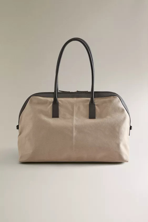 CANVAS AND LEATHER TRAVEL BAG | Zara UK