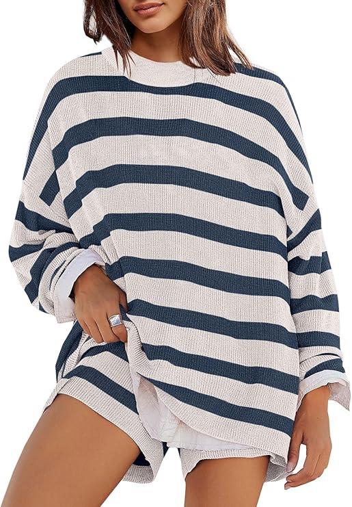 Panadila Womens Striped Sweater Set Oversized Lounge Sets Matching Pajamas Long Sleeve Sweater To... | Amazon (US)