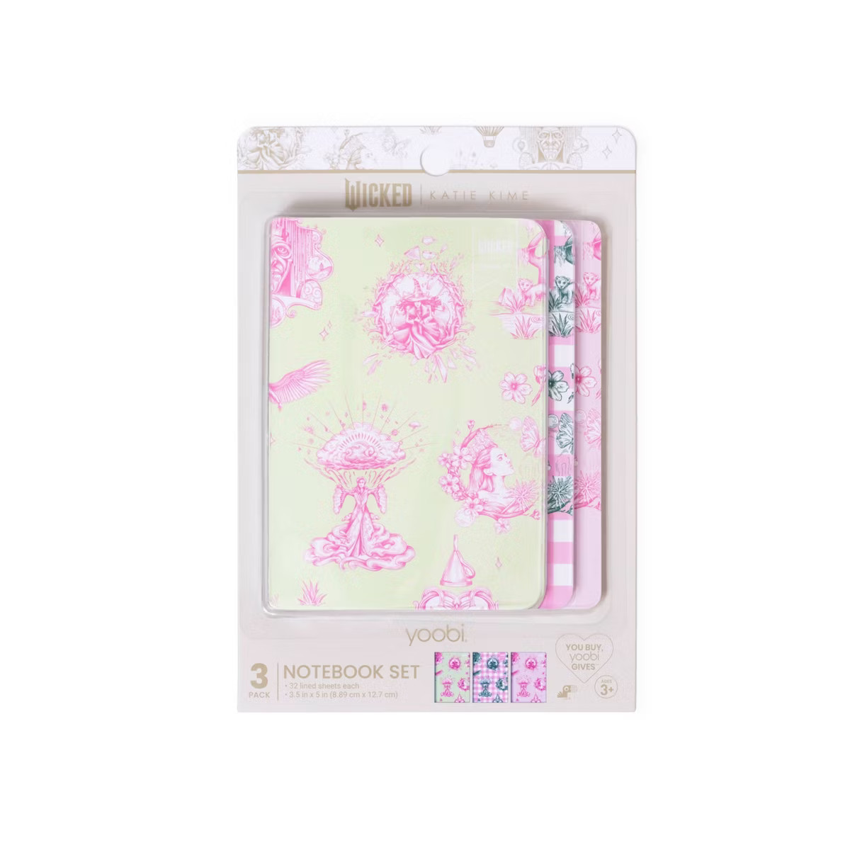 Wicked x Yoobi 3pk Mini Journals Wicked Toile 3.5"x5" Lined Spiral Notebooks 64 Lined Pages | Target