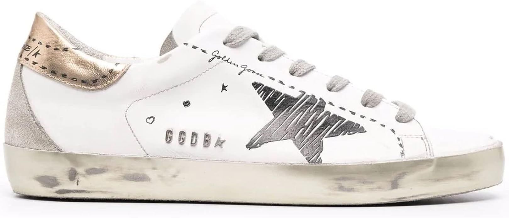 Golden Goose Leather Upper Printed Lacing and Star Laminated Heel Suede Spur Metal Lettering Wome... | Amazon (US)