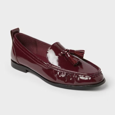 Women’s Evelyn Tassel Loafers with Memory Foam Insole – A New day™ Burgundy | Target