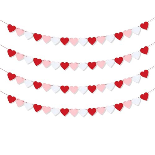Valentine Felt Heart Banner Red Valentines Day Garland, Valentines Day Decorations, Heart Garland Decorations, Valentines Decorations, Heart Decorations | Amazon (US)