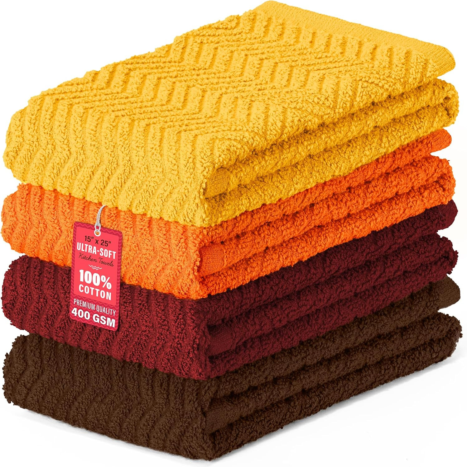 100% Cotton Kitchen Towels 15x25 in, Rustic Set (Pack of 4) | Amazon (US)