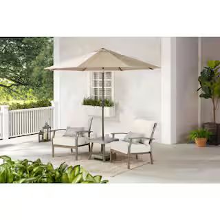 Hampton Bay Beachside 3-Piece Rope Look Steel Outdoor Patio Bistro Set with CushionGuard Almond T... | The Home Depot