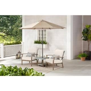 Hampton Bay Beachside 3-Piece Rope Look Steel Outdoor Patio Bistro Set with CushionGuard Almond T... | The Home Depot