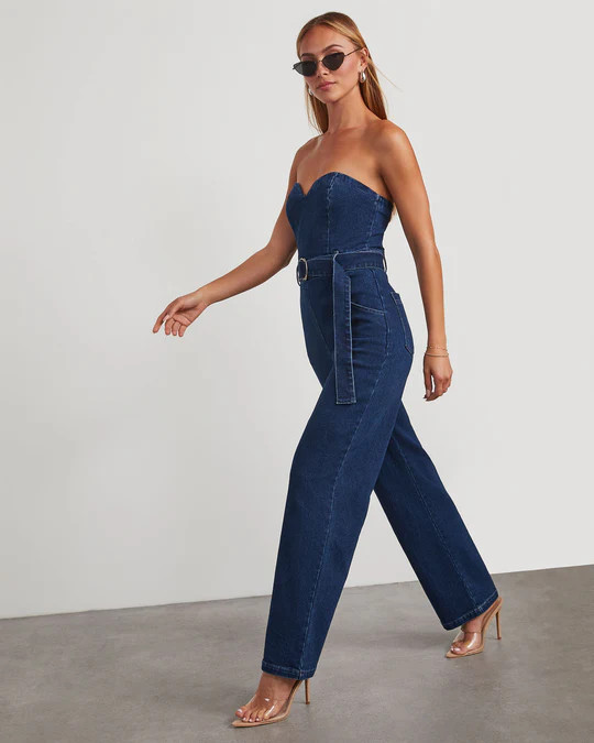 Kinney Strapless Denim Jumpsuit | VICI