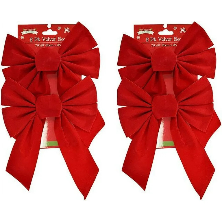 Set of 7.9" X 10" Velvet Christmas Bows - Perfect for Ornaments, Tree Filler, Decorating Banister... | Walmart (US)