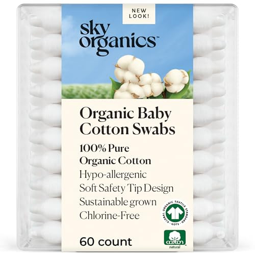 Sky Organics Organic Baby Cotton Swabs for Baby, 100% Pure Organic Cotton, GOTS Certified Organic Cotton, 60 Count | Amazon (US)