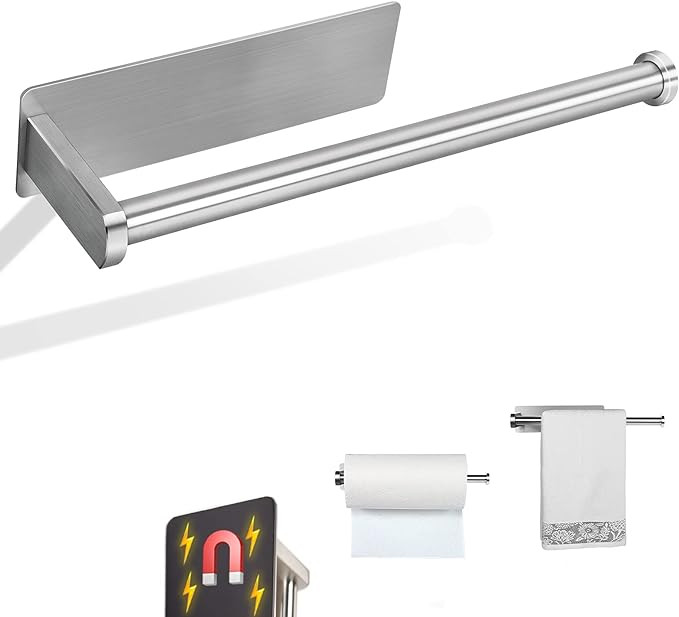 Paper Towel Holders Magnetic Steel Brushed Towel Roll Holders with Strong Magnetic Backing - Fit ... | Amazon (US)