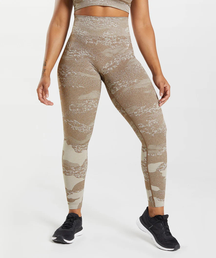Gymshark Adapt Camo Seamless Leggings - Lava | Pebble Grey/Soul Brown | Gymshark (Global)