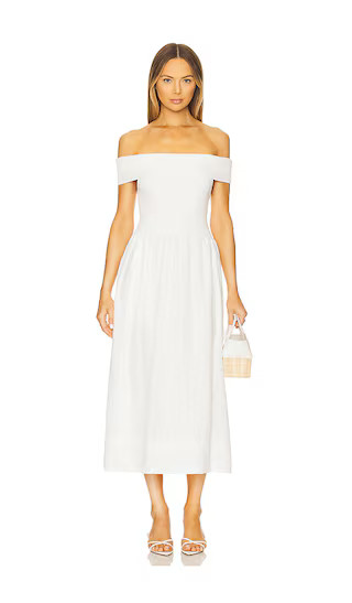 Mixed Media Off Shoulder Dress in White | Revolve Clothing (Global)