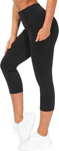 THE GYM PEOPLE Thick High Waist Capris Yoga Pants with Pockets, Tummy Control Workout Running Yog... | Amazon (US)