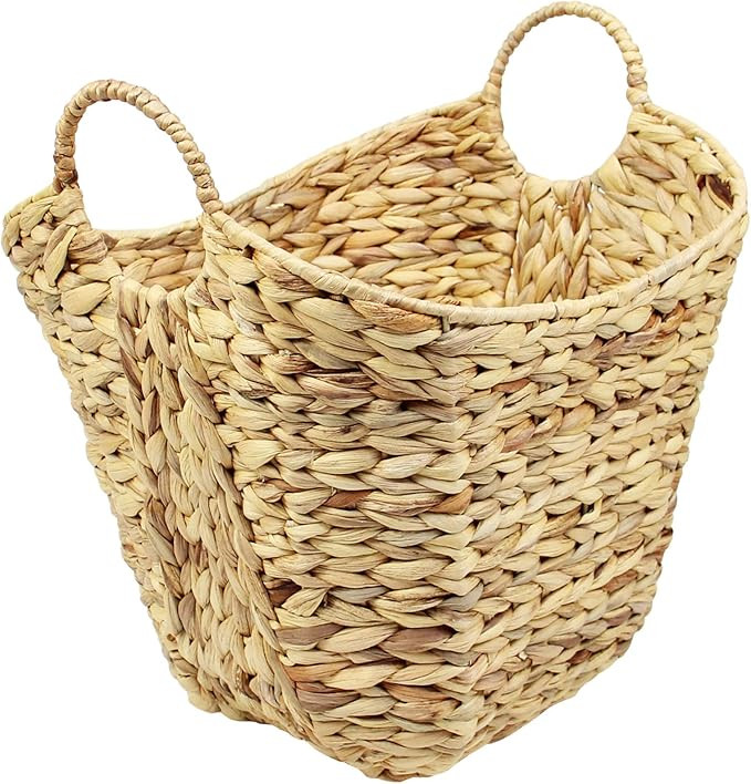Casaphoria Seagrass Storage Basket Large Water Hyacinth Wicker Basket/Rattan Woven Basket with Ha... | Amazon (US)