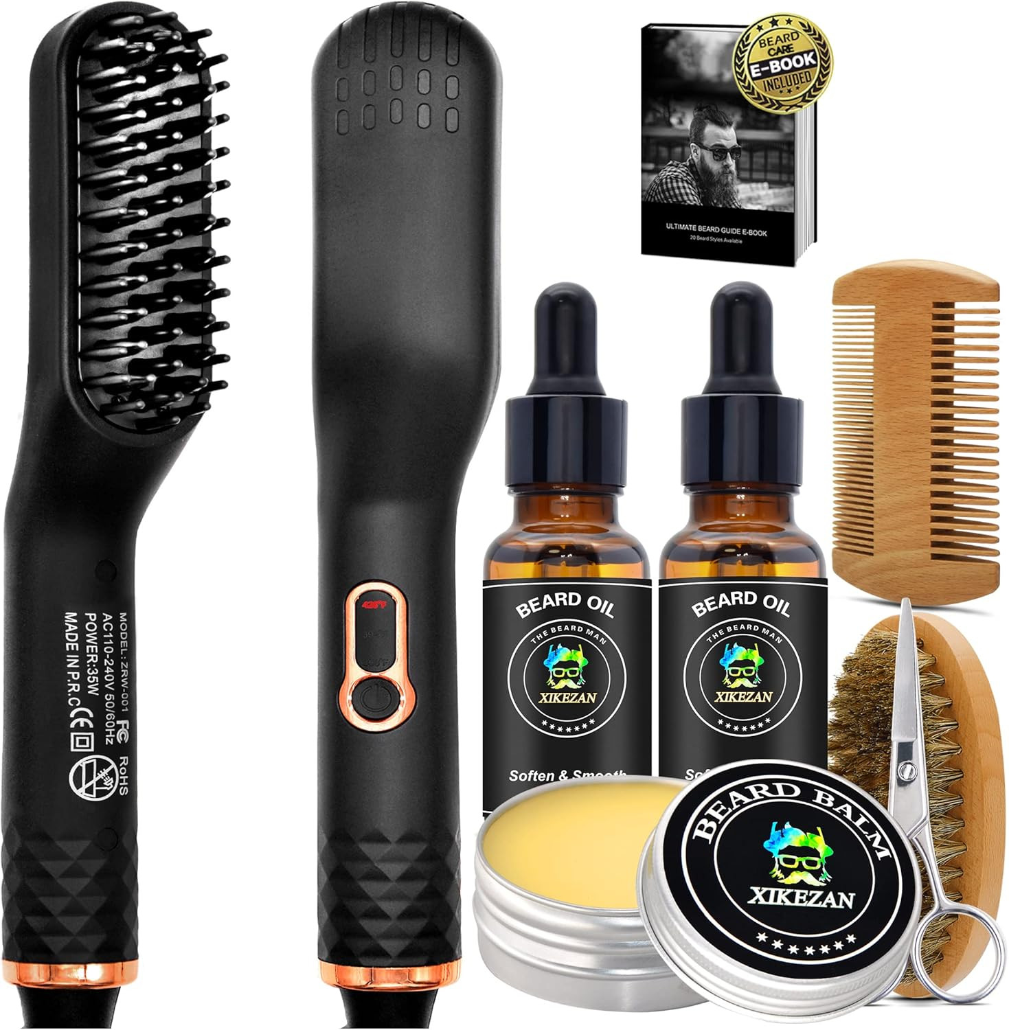 Beard Straightener w/Beard Balm & Beard Growth Oil & Beard Guide E-Book,UPGRADED 3 in 1 Hair Stra... | Amazon (US)