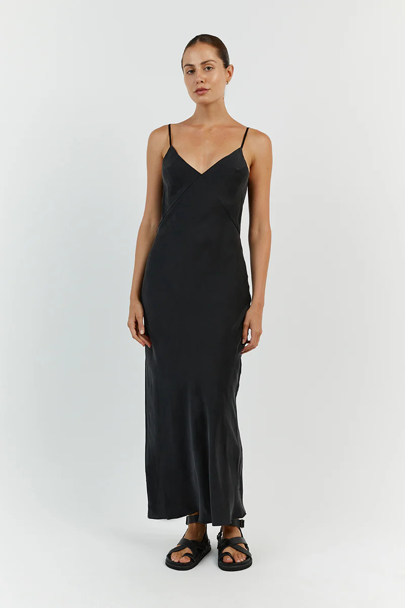 EVANS BLACK SILK PANEL SLIP DRESS | DISSH