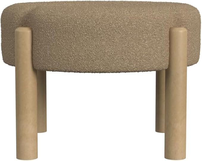 HomePop Luna Modern Round Ottoman Home Décor|Ottoman for Living Room & Bedroom - Brown Boucle | Amazon (US)