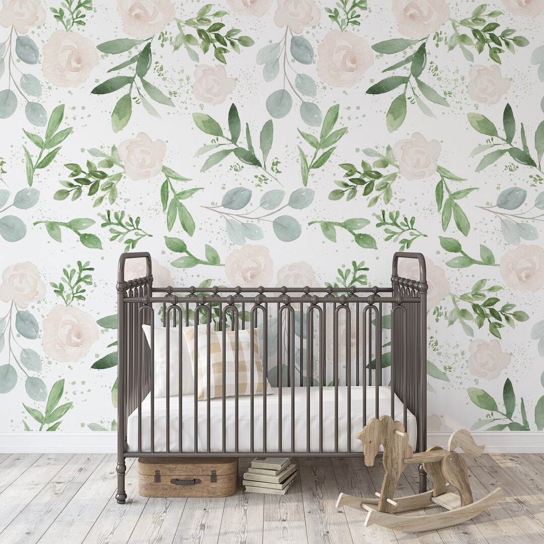 Farmhouse Floral Mural || Traditional or Removable • Vinyl-Free •  Non-toxic | Etsy (US)