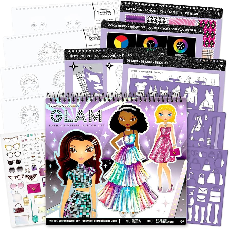 Fashion Angels Glam Fashion Sketch Set, Includes Sketch Pad with Stencils & Stickers, Fashion Des... | Amazon (US)