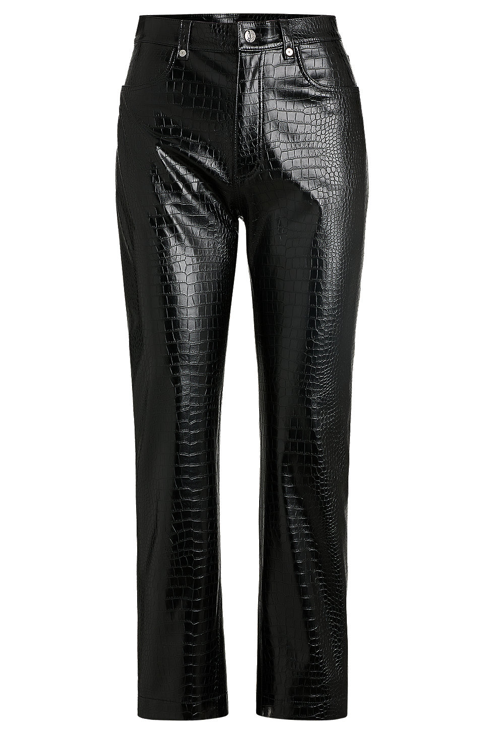 Straight-leg trousers in crocodile-embossed faux leather | Hugo Boss (US)