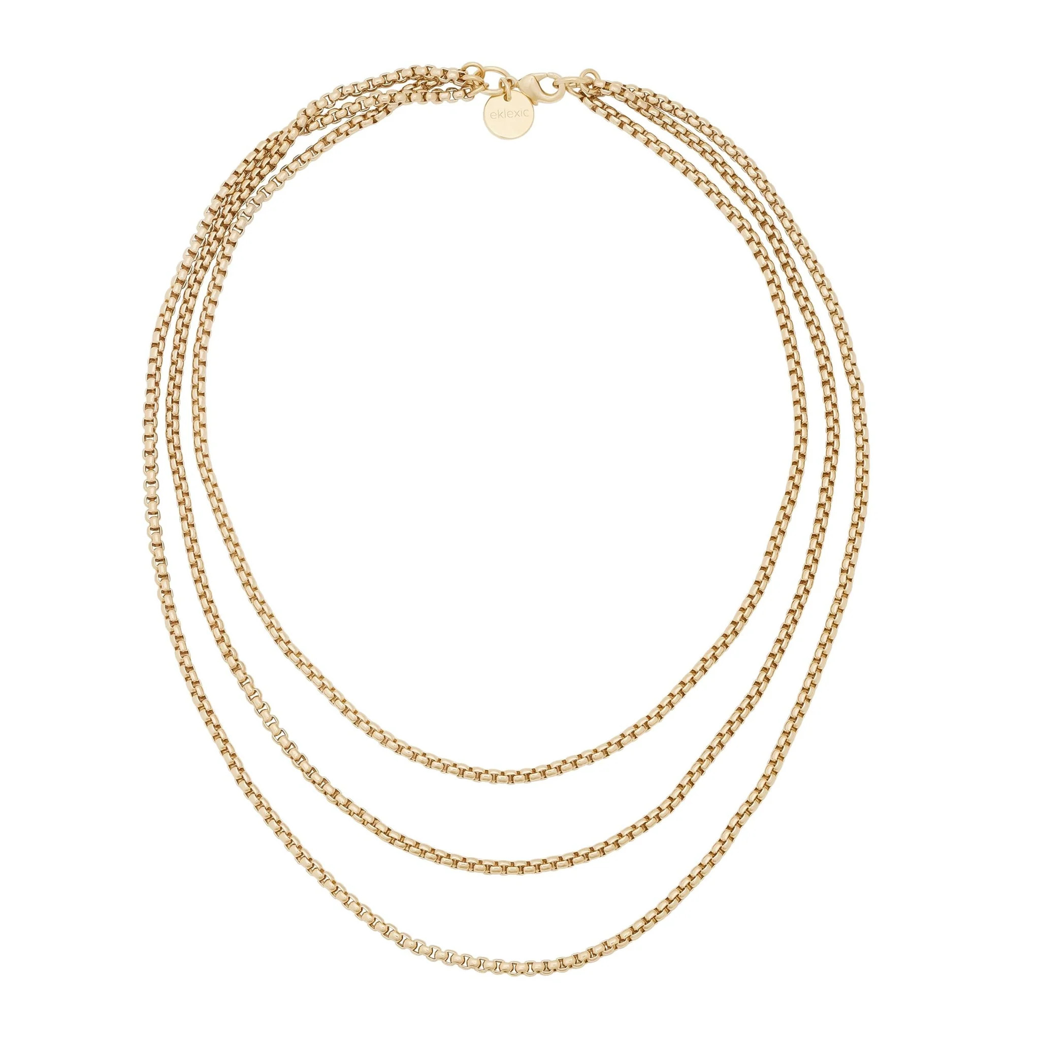 Triple Layer Thin Luciana Box Chain Necklace | Eklexic