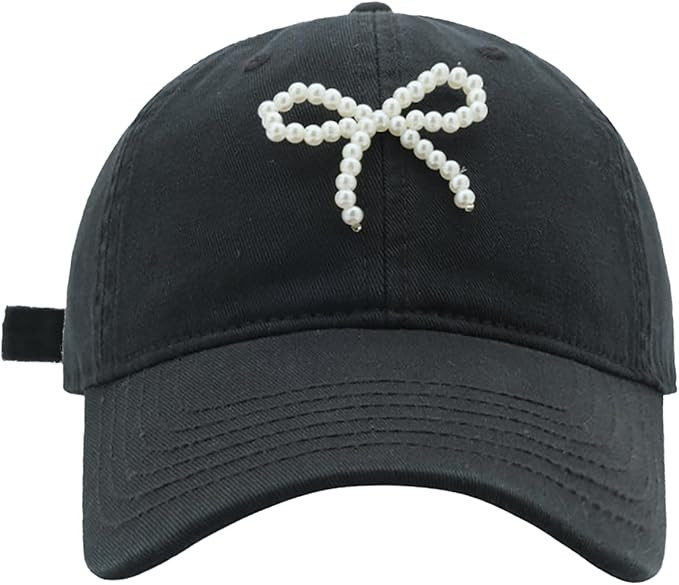yolrdiw Women's Cute Pearl Bow Baseball Cap Adjustable Summer Outdoor Sun Hat | Amazon (US)