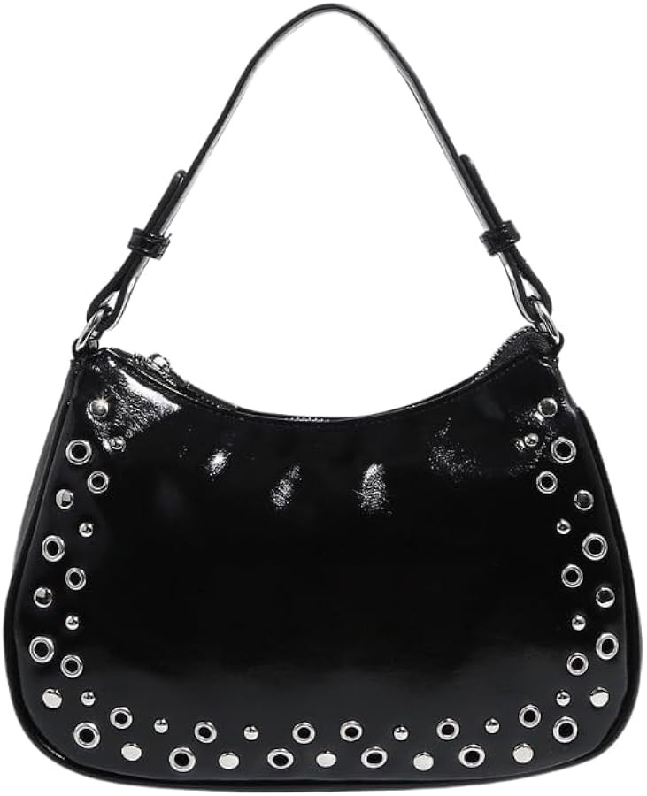 Punk Rock Studded Leather Shoulder Purses for Women Silver Studs Mini Hobo Handbags Trendy Y2k Pu... | Amazon (US)