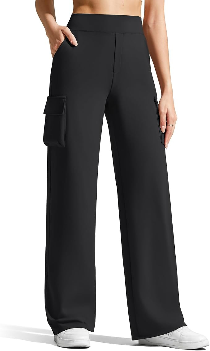 G4Free EverGoing Women's Wide Leg Yoga Pants with 4 Pockets High Waisted Cargo Pants Stretch Casu... | Amazon (US)