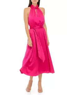 Women's Sleeveless Solid Halter Midi Dress | Belk