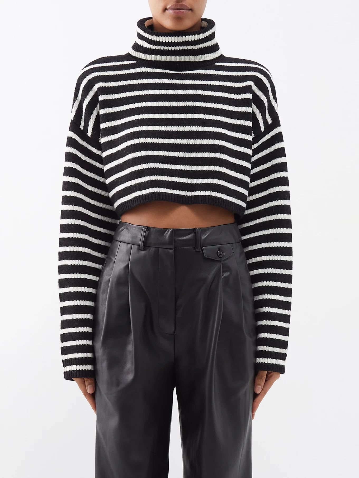 Athina striped cropped wool-blend sweater | The Frankie Shop | Matches (US)