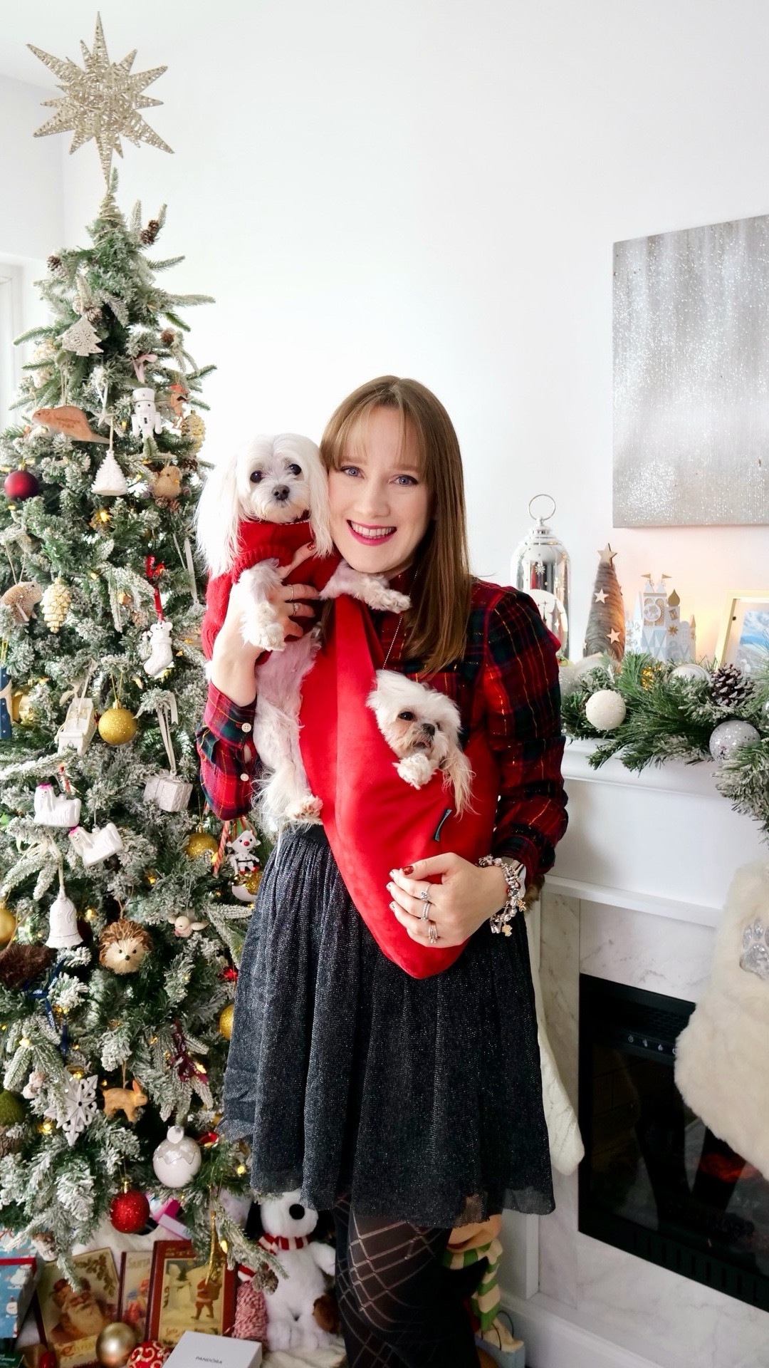 When every morning feels like Christmas morning because you were blessed with two special gifts from above 🐾🎁 I am so thankful to Free Korean Dogs for giving me the great honour to adopt these two sweet rescue dogs. ❤️🎄

If you are thinking any adopting a dog into your family, consider a rescue dog! It’s the best decision I ever made! FKD has many sweet dogs looking for their forever homes 🏡🐾 or check out your local dog shelter! 

Also, how adorable does my dog, Dinah Yangyang look in Snuggit Sac holiday dog carrier? ❤️🐾 It’s soft and cozy…made of vegan suede! 🐾 I am wearing the size XXS. If I want to add my other dog Alice Haenim inside and wear my Snuggit Sac dog carrier over a bulky sweater or coat, I like to size up to an XS.

I paired festive plaid blouse with my Vero Moda tulle skirt. I’ve had this skirt for over a decade and it’s one of my favourites to this day! I love how long it has lasted, such great quality! I also added my favourite festive Pandora rings and my Christmas Memories Pandora Charm Bracelet ❤️✨

Dog Sweaters from Pet Valu 🐾

Christmas outfit, holiday outfit, what I wore, romantic style, dog mom, dog carrier, rescue dogs, Pandora bracelet, adopt a rescue dog #thesnuggleisreal #thesnuggitsac #freekoreandogs #whatiwore #dogmomstyle